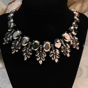 Statement Necklace Heavy gun metal gray faux stones with mirror shine.